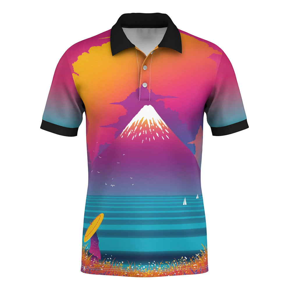 Gradient Color Sublimation Polo Shirt