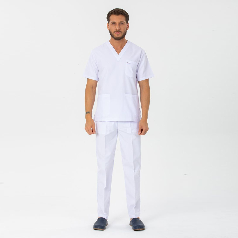 Men’s White Medical Scrub Set