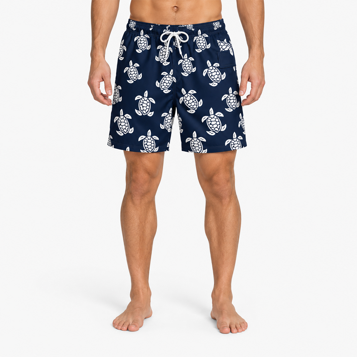 Navy Blue Turtle Print Casual Shorts
