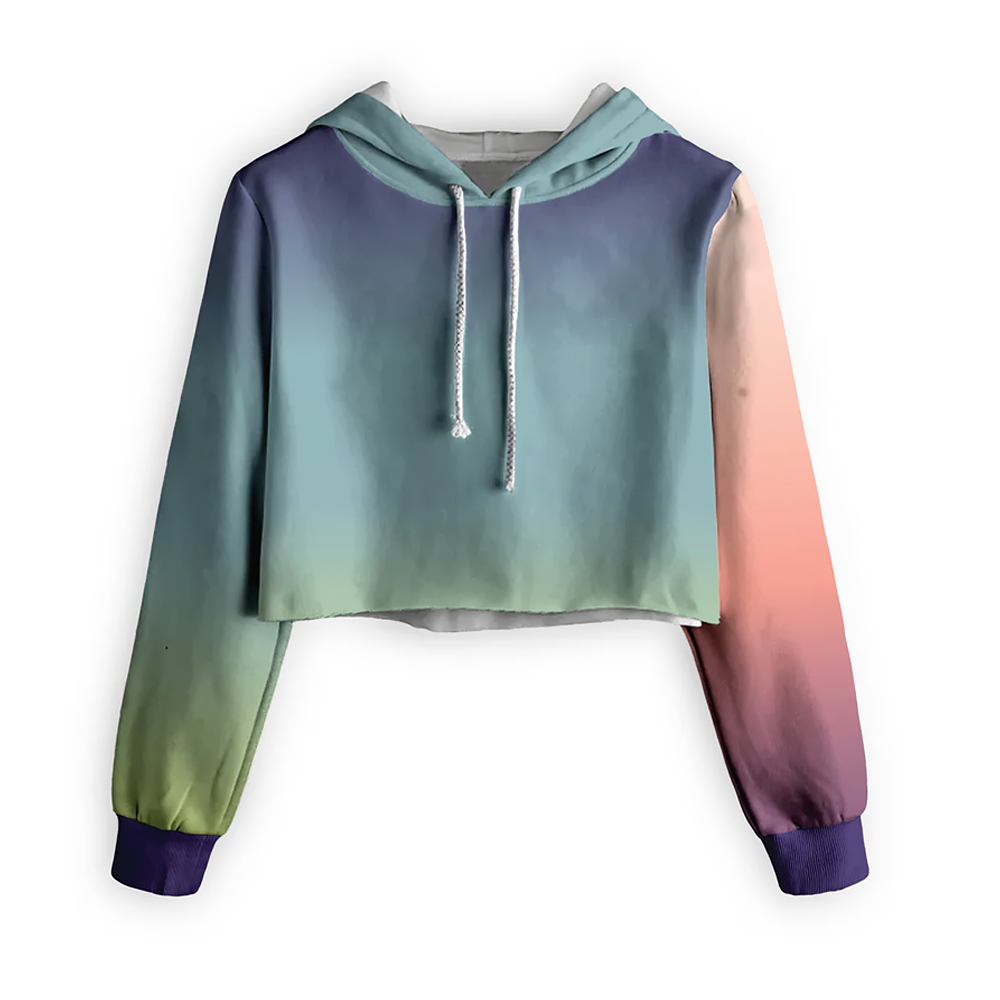 Sublimation Graphic Crop Top Hoodie