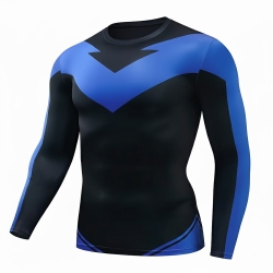 Blue V-Tech Long Sleeve Compression Shirt