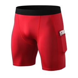 Red Compression Shorts with Side Pocket