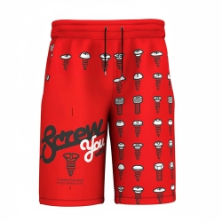Red Graphic Print Casual Shorts