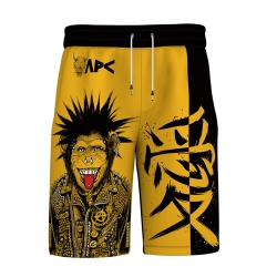 Yellow Anime Character Print Shorts