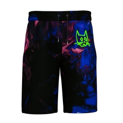 Neon Cyber Graphic Dark Shorts